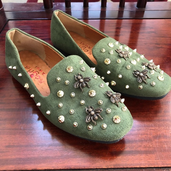 Green statement loafers / flats - Picture 3 of 4